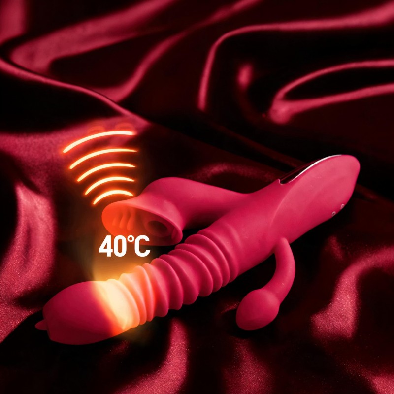 Жіночий вібратор для клітора з нагріванням до 40°C, пульсацією, обертанням та всмоктуванням
